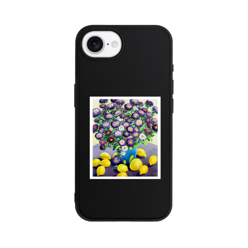 iPhone 17e Base Case Purple Asters and Lemons by Christopher Ryland