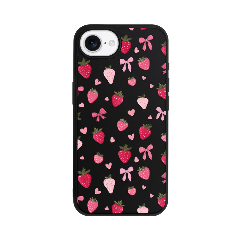 iPhone 17e Base Case Erdbeer Herz Schleifen Pink Muster Transparent
