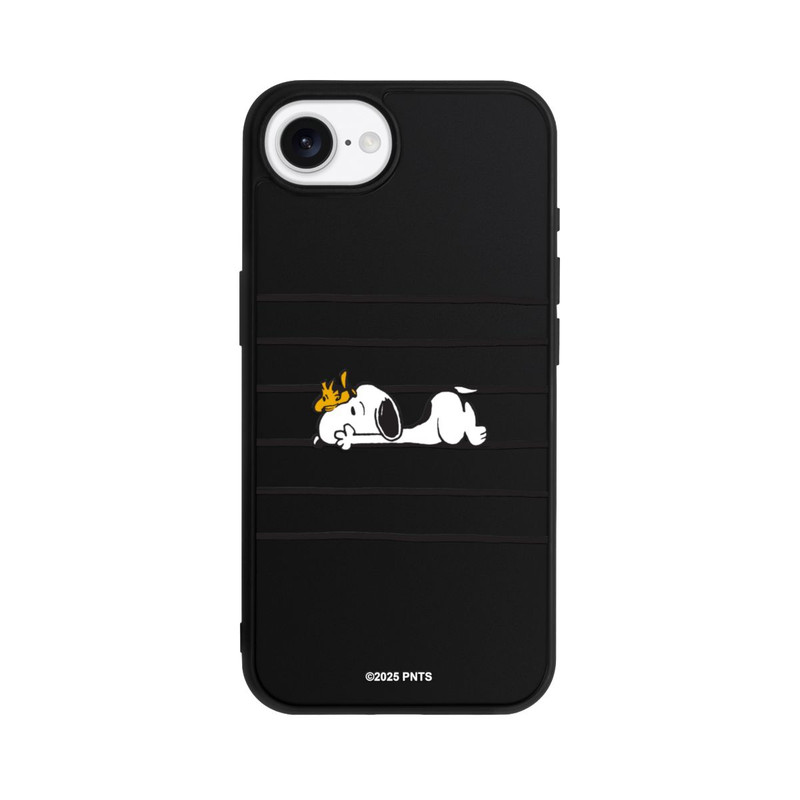 iPhone 17e Base Case Snoopy Woodstock Streifen Peanuts Transparent