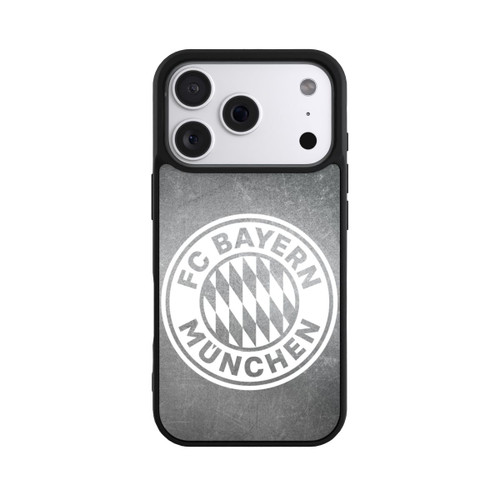 Apple iPhone 18 Pro Base Case Klassisches FCB Logo Klein - Weiß auf Metalllook