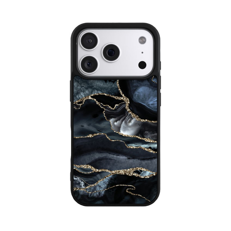 iPhone 18 Pro Base Case Dunkler Marmor Gold Glitzerlook