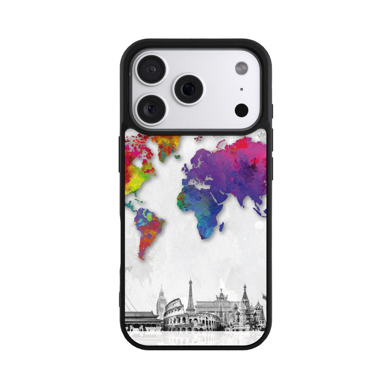 iPhone 18 Pro Base Case Weltkarte mit Skyline