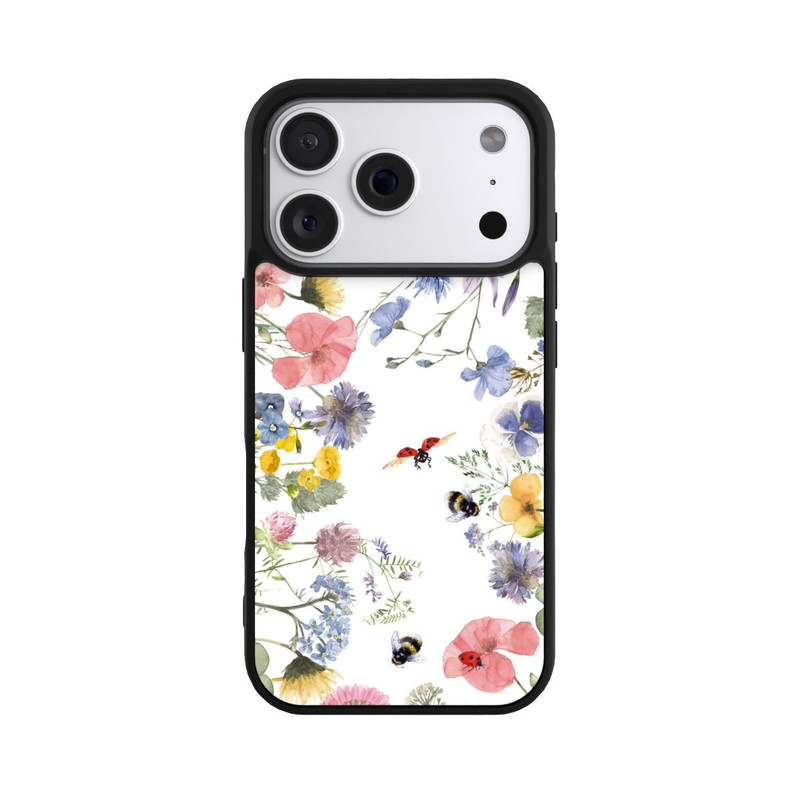 iPhone 18 Pro Base Case Bunte Frühlingsblumen und Bienen