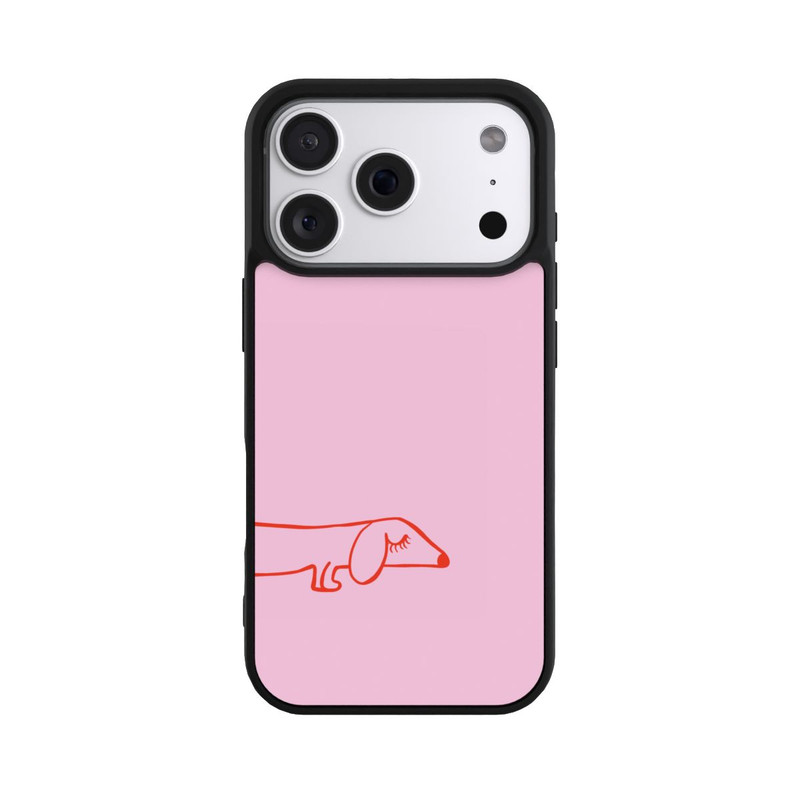iPhone 18 Pro Base Case Dachshund Illustration Pink