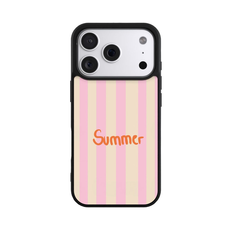 iPhone 18 Pro Base Case Summer- Rosa und Orange Streifen Hintergrund