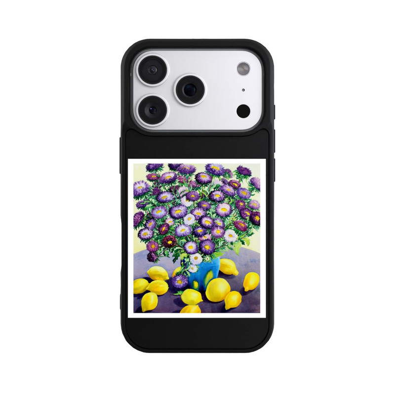 iPhone 18 Pro Base Case Purple Asters and Lemons by Christopher Ryland