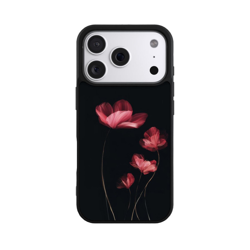 iPhone 18 Pro Base Case Burgunder Blüten schwarz