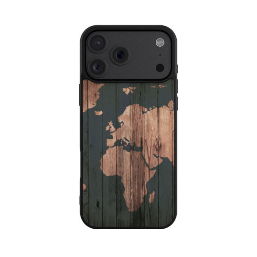 Apple iPhone 18 Pro Max Base Case Wooden World Map