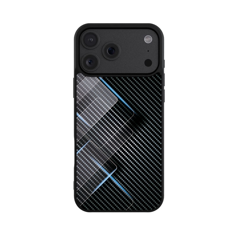 iPhone 18 Pro Max Base Case Blaue Linien auf Karbon