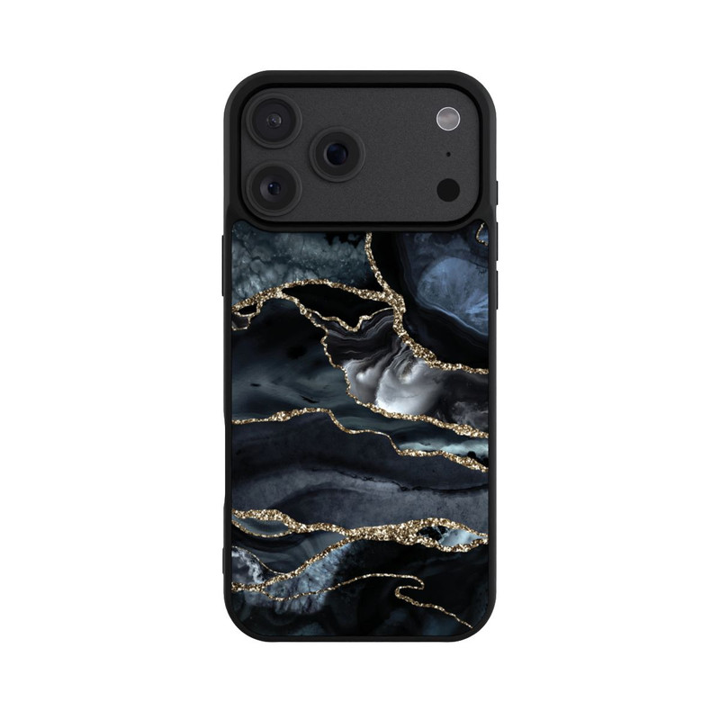 iPhone 18 Pro Max Base Case Dunkler Marmor Gold Glitzerlook
