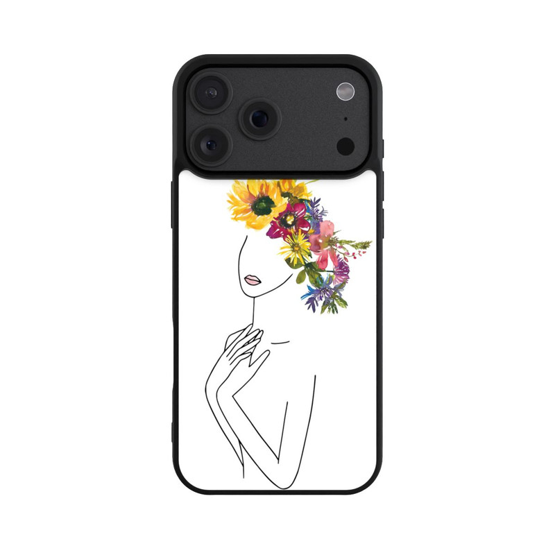 iPhone 18 Pro Max Base Case Line Art Frau mit Blumenkrone