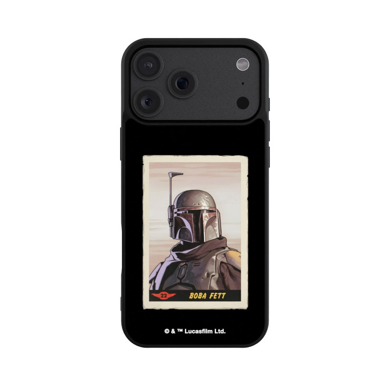 iPhone 18 Pro Max Base Case Boba Fett Badges Schwarzer Hintergrund
