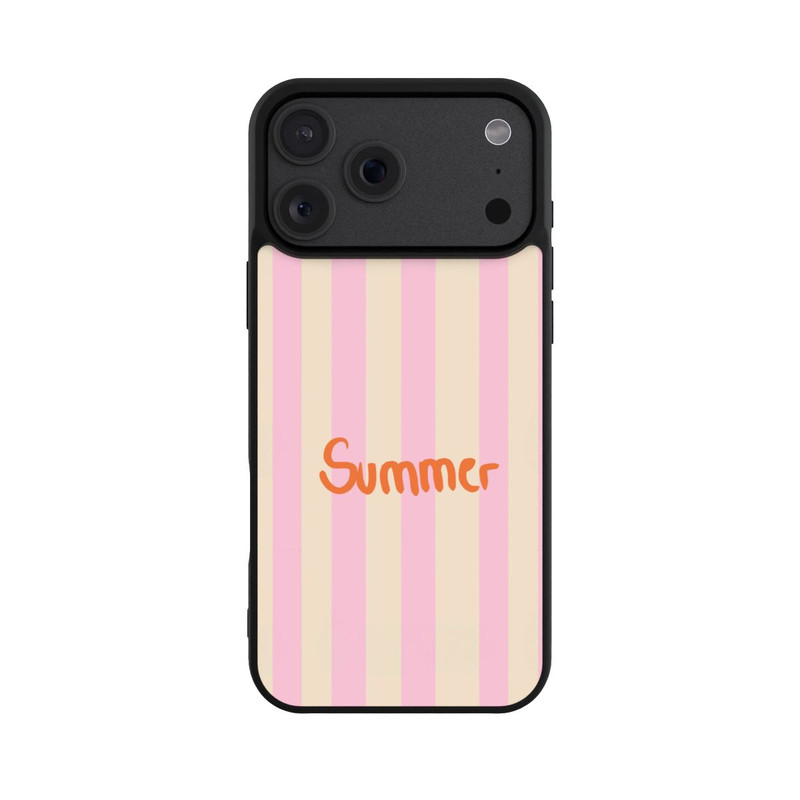 iPhone 18 Pro Max Base Case Summer- Rosa und Orange Streifen Hintergrund