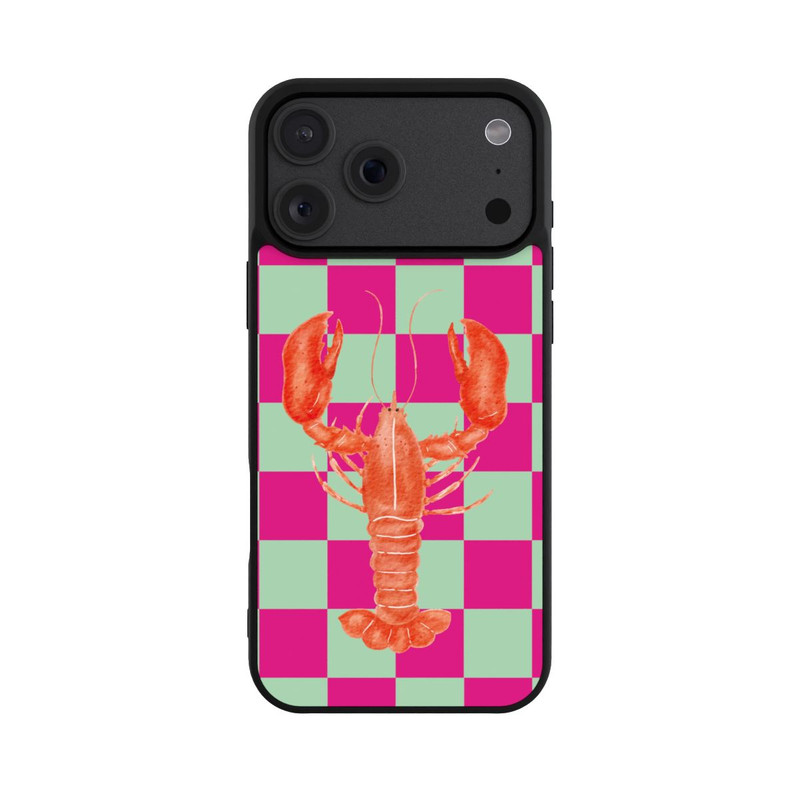iPhone 18 Pro Max Base Case Pink Checkers Lobster