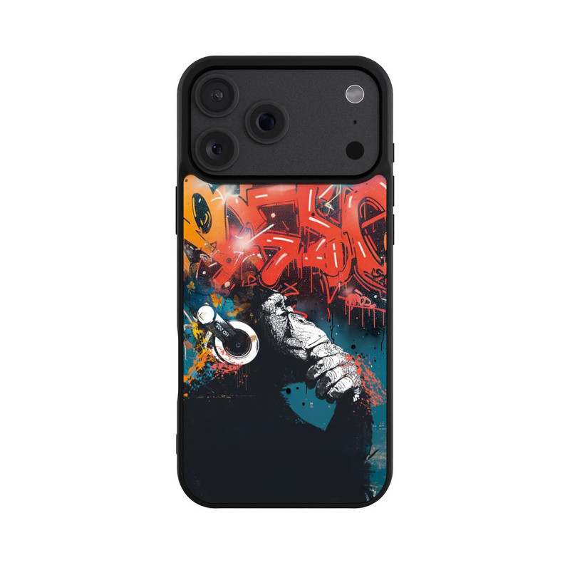 iPhone 18 Pro Max Base Case Affe Stereo Kopfhörer Graffiti Street Art