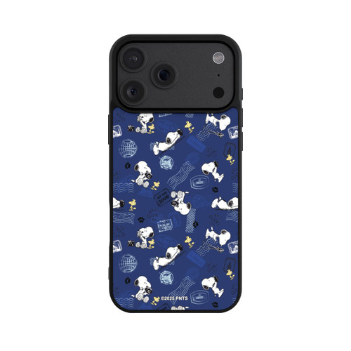 Apple iPhone 18 Pro Max Base Case Peanuts Travel Stamps Pattern Blue