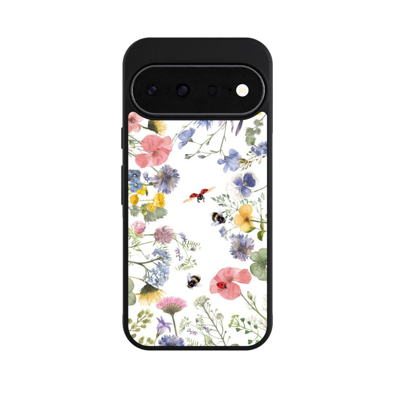 Pixel 11 Base Case Bunte Frühlingsblumen und Bienen