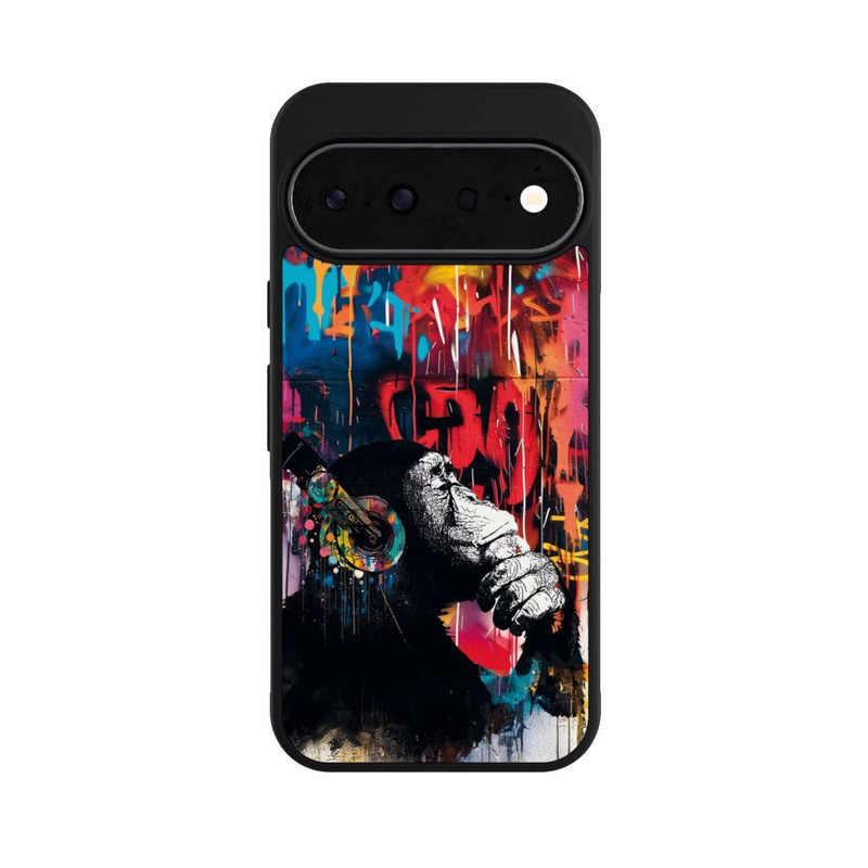 Pixel 11 Base Case Affe Stereo Kopfhörer Graffiti Street Art Blau