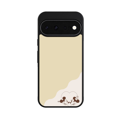 Google Pixel 11 Base Case Mickey and Minnie Love Heart Beige