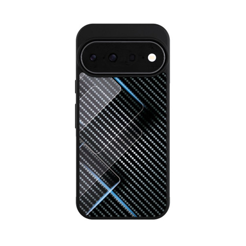 Google Pixel 11 Pro Base Case Blaue Linien auf Karbon