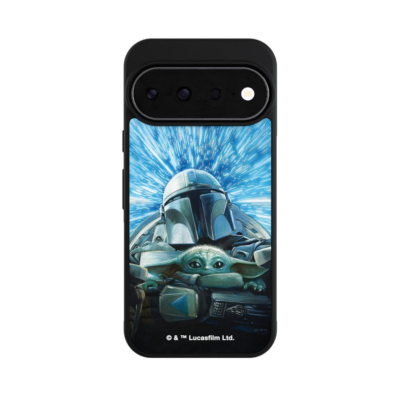 Pixel 11 Pro Base Case Grogu und Mando fliegen blau