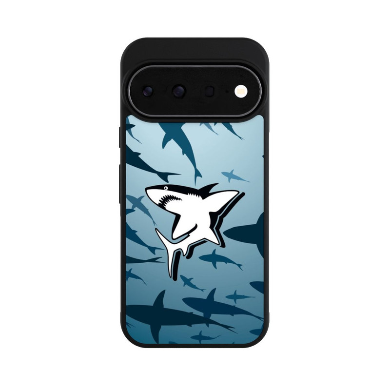 Pixel 11 Pro Base Case Haie Muster Blau