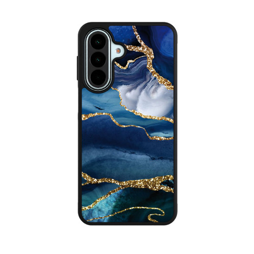 Samsung Galaxy A27 5G Base Case  Blauer Marmor Gold Glitzer Look