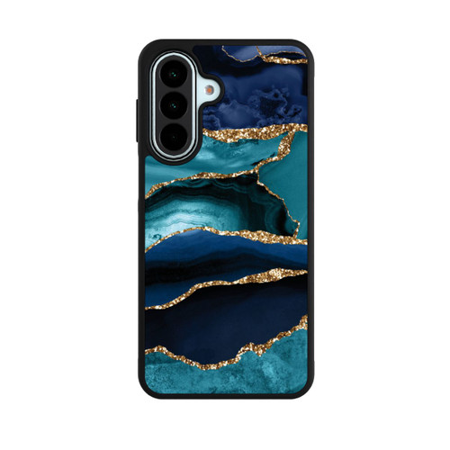 Samsung Galaxy A27 5G Base Case Dark and Light Blue Marble Gold Glitter Look