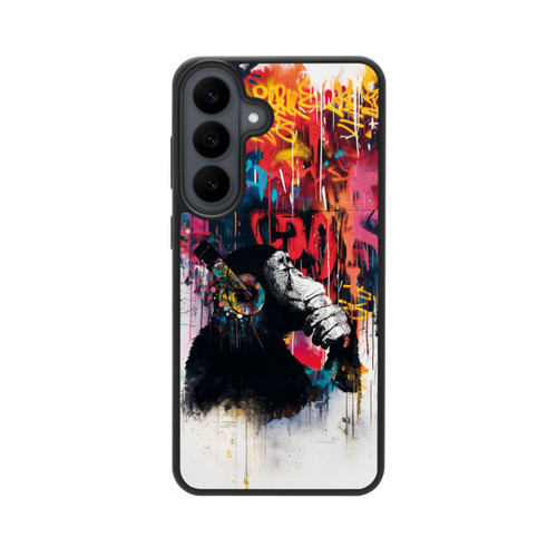 Samsung Galaxy S26 FE Base Case Affe Stereo Kopfhörer Graffiti Street Art Blau