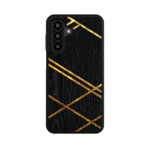 Samsung Galaxy A18 5G Base Case Schwarzes geometrisches Muster Goldene Streifen