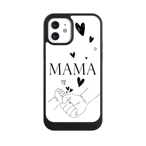 Apple iPhone 12 NIVOcore Muttertag Line Art Hände Schwarz Weiß