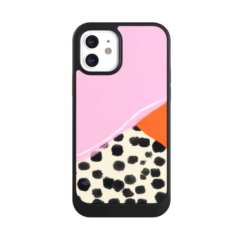 iPhone 12 NIVOcore Pink and Orange Modern Art with Dots