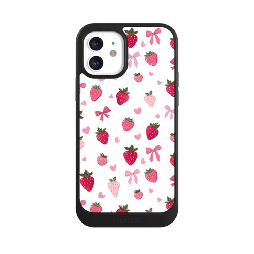 Apple iPhone 12 NIVOcore Erdbeer Herz Schleifen Muster Pink