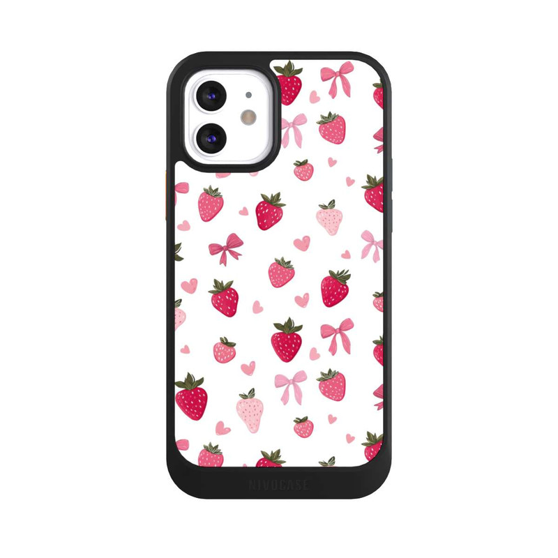 iPhone 12 NIVOcore Erdbeer Herz Schleifen Muster Pink