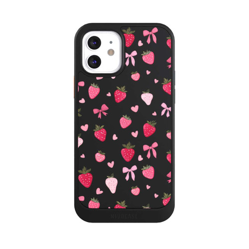 Apple iPhone 12 NIVOcore Strawberry Ribbon Pattern Pink Transparent