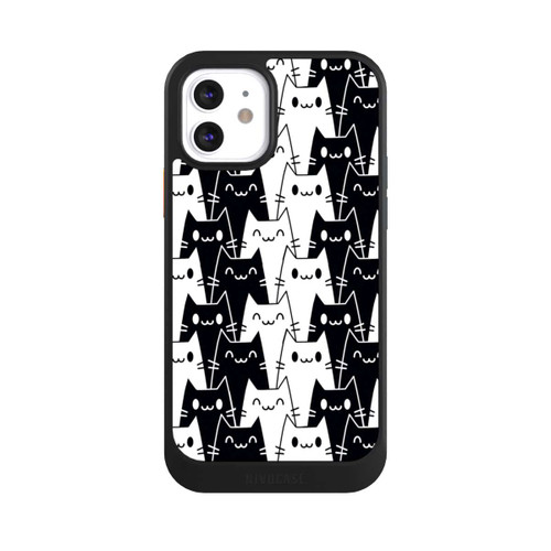 Apple iPhone 12 NIVOcore Katzentapete Schwarz Weiß