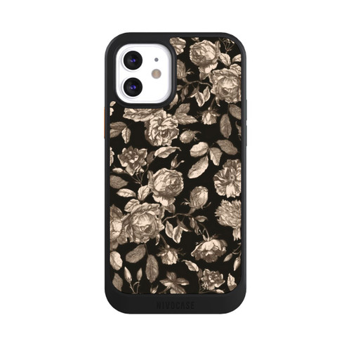 Apple iPhone 12 NIVOcore Leinwand dunkle Blumen