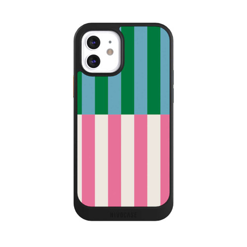 Apple iPhone 12 NIVOcore Streifenmuster Grün Rosa