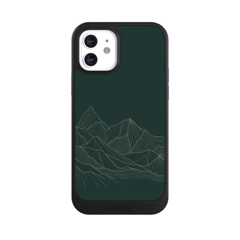 iPhone 12 NIVOcore Berg Line Art Grün