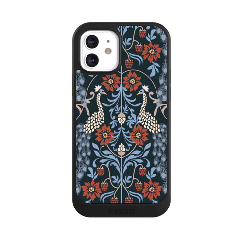 Apple iPhone 12 NIVOcore Vintage Peacock Garden Arts and Crafts Floral Dark