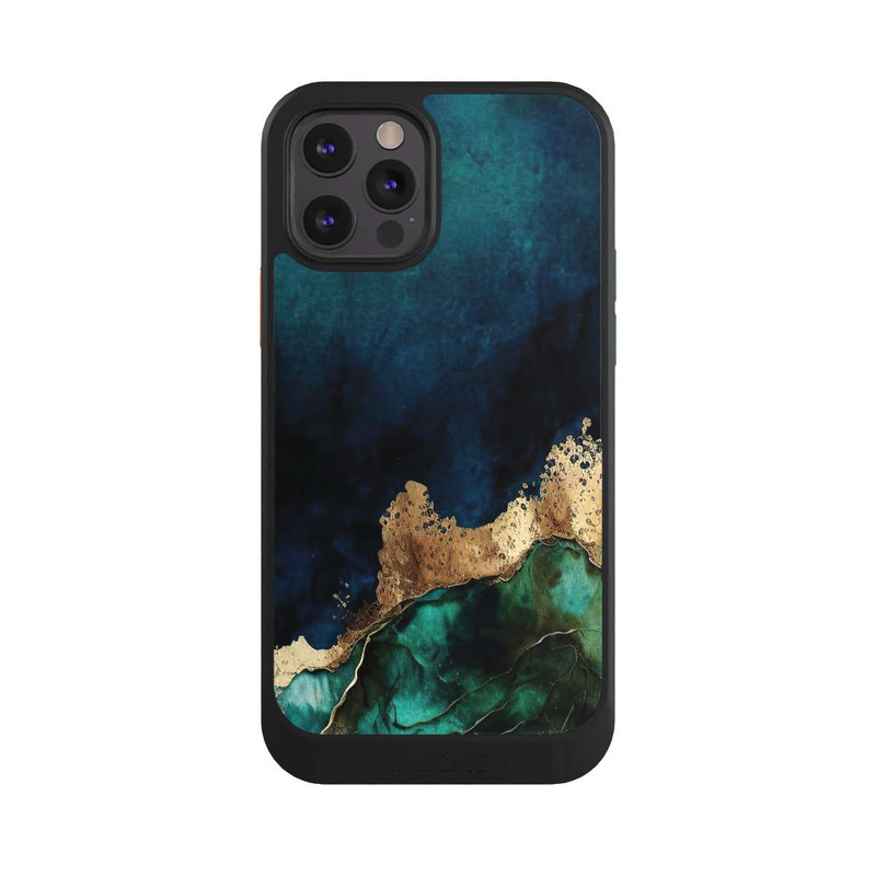iPhone 12 Pro NIVOcore Bleu pétrole avec or
