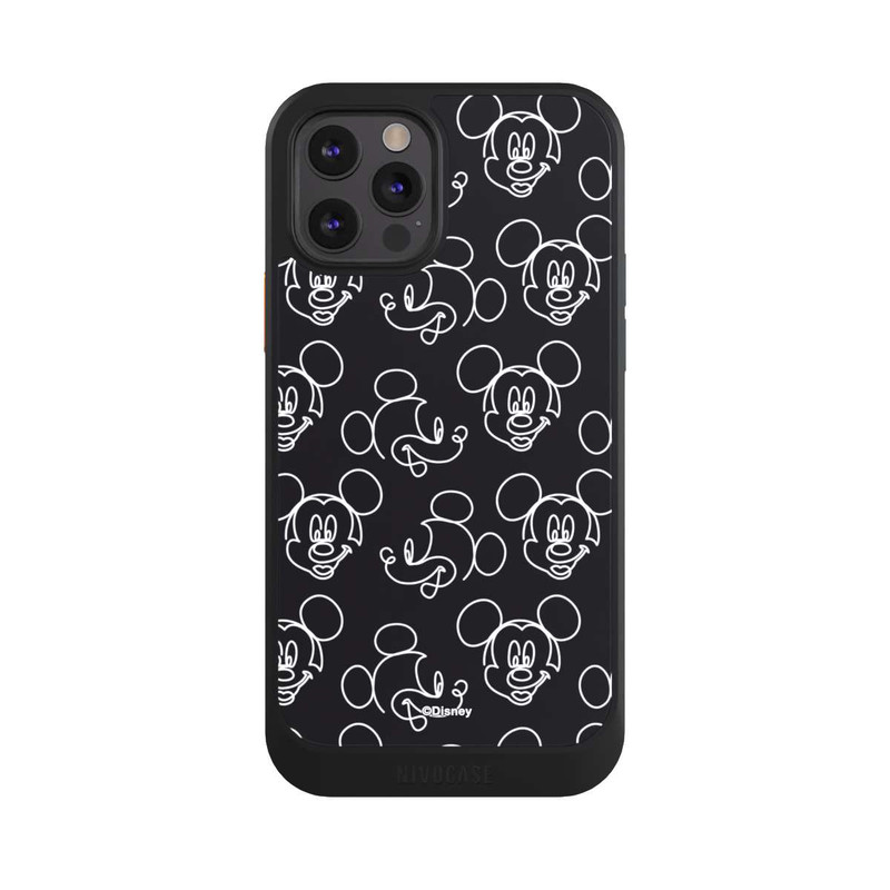 iPhone 12 Pro NIVOcore Disney Mickey Faces Black Line Art Pattern