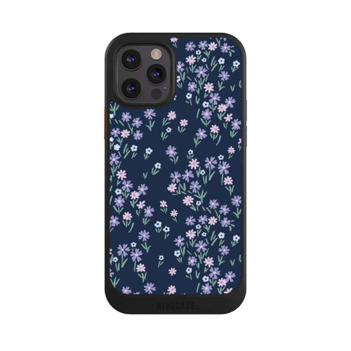 Apple iPhone 12 Pro NIVOcore Thème Floral Bleu Foncé