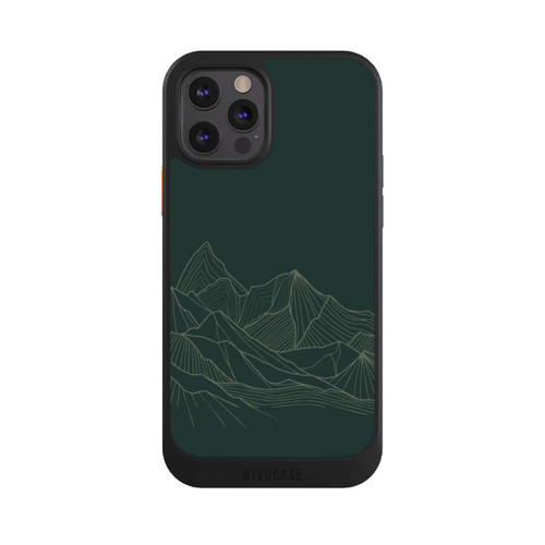 Apple iPhone 12 Pro NIVOcore Berg Line Art Grün