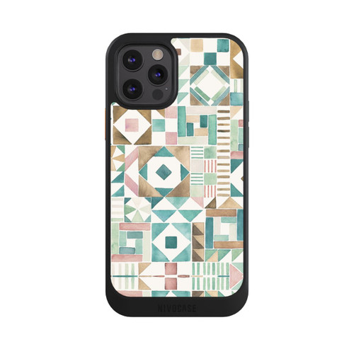 Apple iPhone 12 Pro NIVOcore Geometric Blocks Retro Vintage Patchwork Green