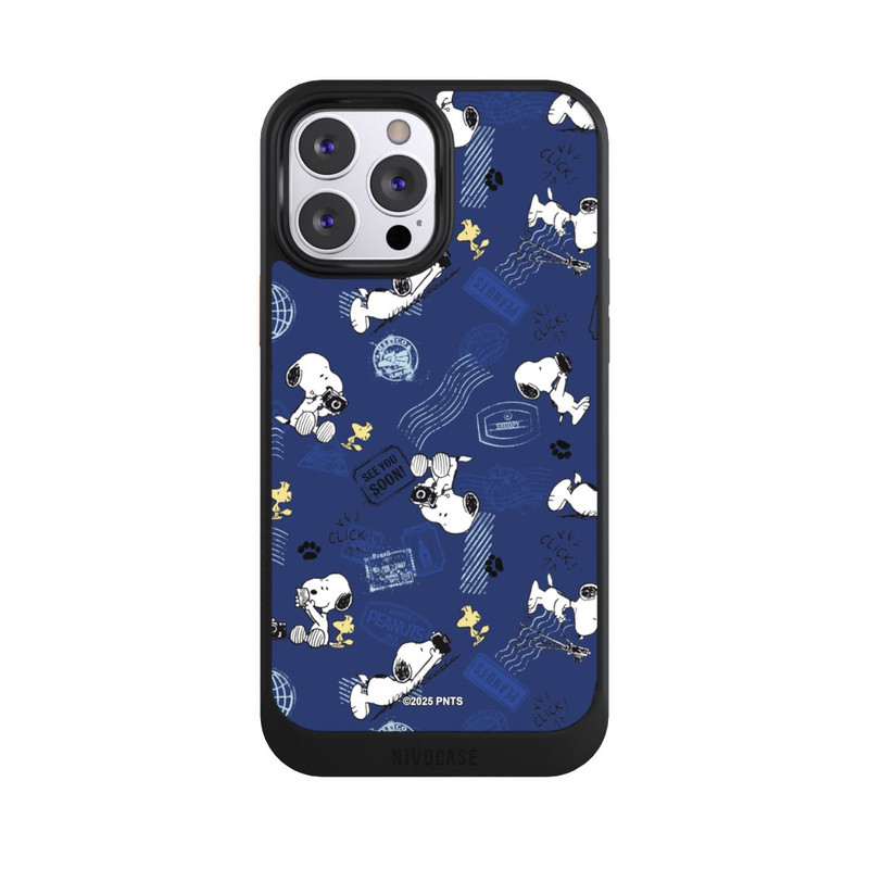 iPhone 13 Pro Max NIVOcore Peanuts Travel Stamps Pattern Blue