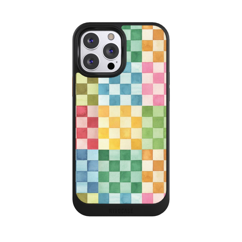 iPhone 13 Pro Max NIVOcore Checkerboard Watercolor Chess Geometric Red