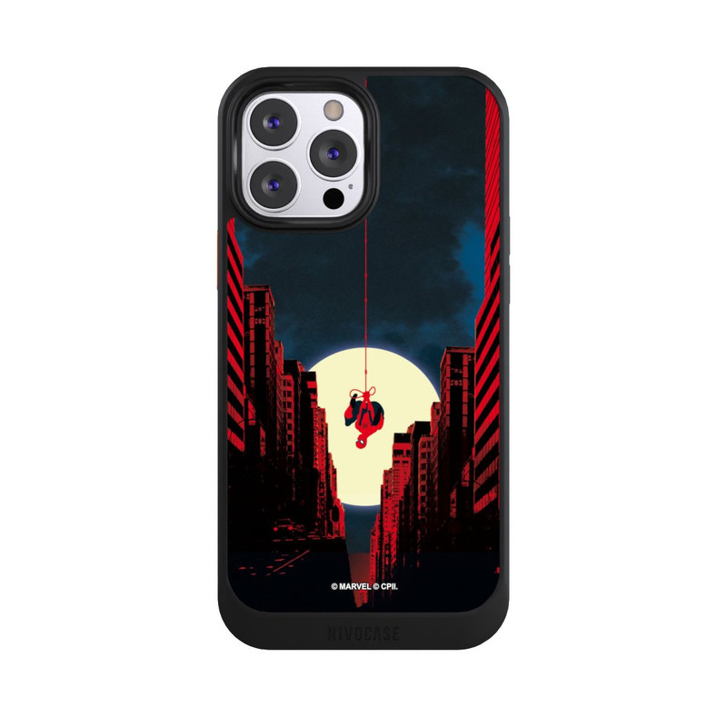 iPhone 13 Pro Max NIVOcore Spider-Man Marvel between Skyscrapers