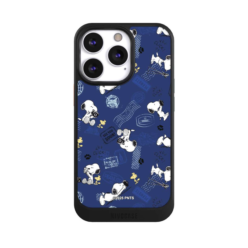 iPhone 13 Pro NIVOcore Peanuts Travel Stamps Pattern Blue