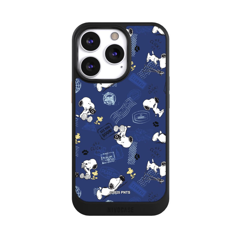 iPhone 13 Pro NIVOcore Peanuts Travel Stamps Pattern Blue